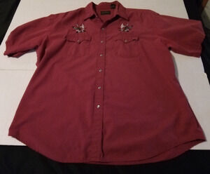 High Noon Mens Size XL Red Short Sleeve Western Shirt